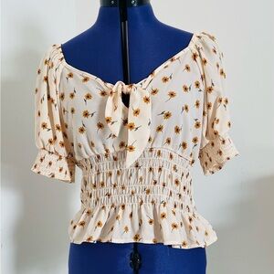 Sienna Sky Cream Floral Smocked Blouse